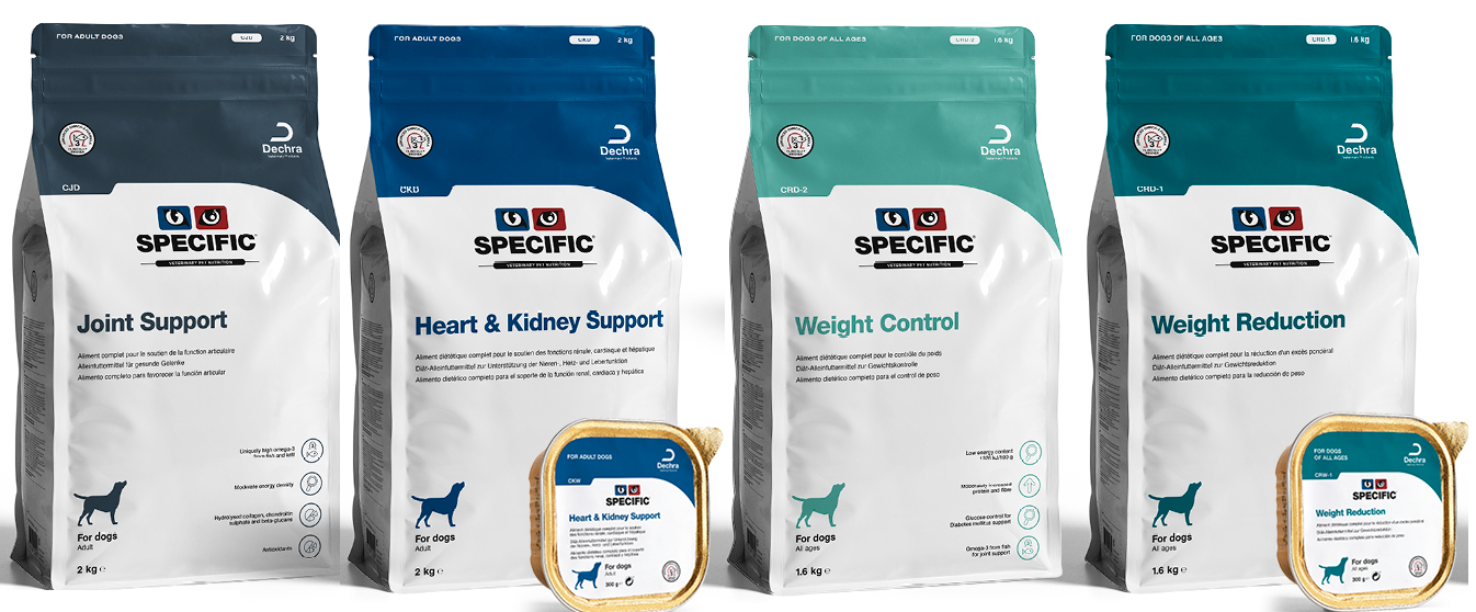 Kwalitatief dieetvoer voor honden van Specific.