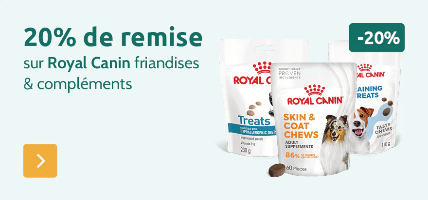 -20% sur Royal Canin snacks et compl&eacute;ments