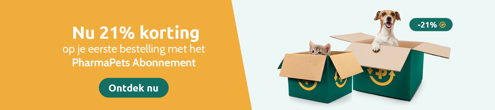 21% korting op je eerste bestelling met het Pharmapets Abonnement