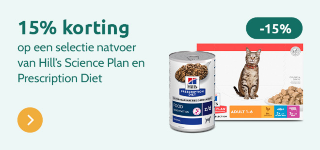 15% korting op Hill's Science Plan & Prescription Diet Natvoer 