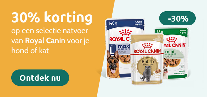 30% korting op een selectie natvoer Royal Canin hond & kat 