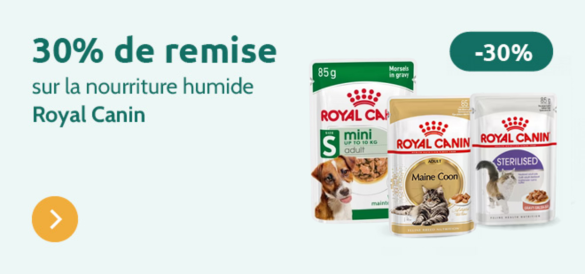 30% de remise sur une sélection de nourriture humide Royal Canin