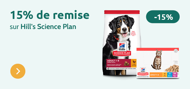 15% de remise sur Hill's Science Plan pour chiens et chats
