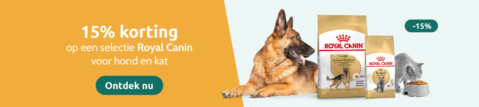 15% korting op Royal Canin Breed hond & kat 
