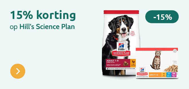 15% korting op Hill's Science Plan voor hond en kat