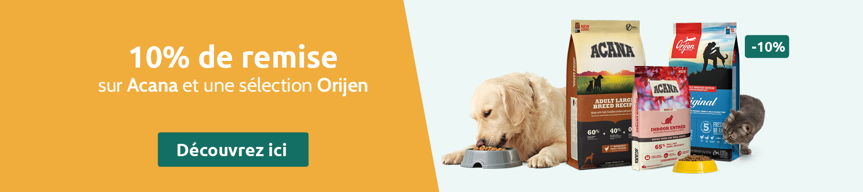 -10% sur Acana et une sélection Orijen