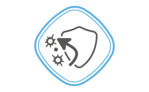 Icoon dat immuniteit illustreerd. Een schild weert virussen af.