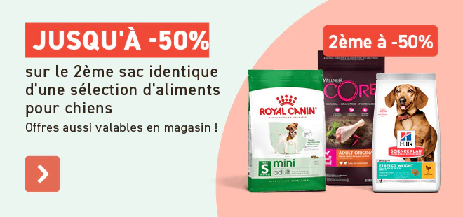 Jusqu'&agrave; 2e -50% croquettes pour chiens