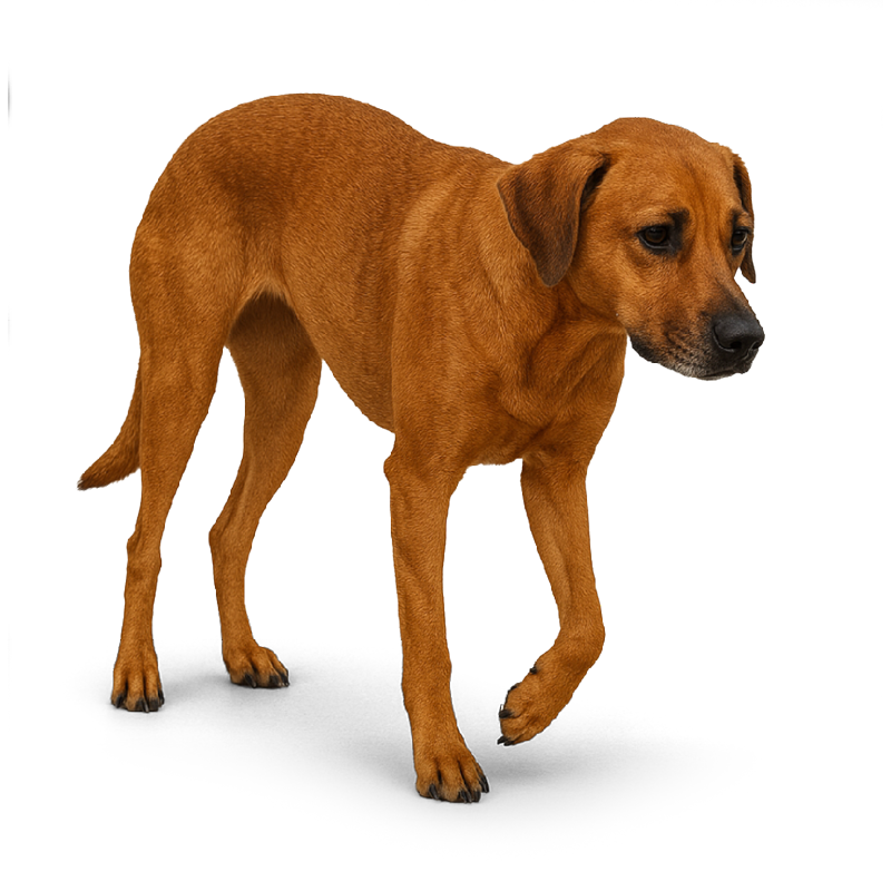 Chien tenant une patte en l’air suite à une blessure