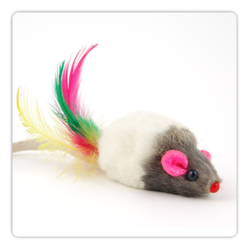 Souris jouet en peluche pour chat, accessoire de jeu stimulant l&rsquo;instinct de chasse.