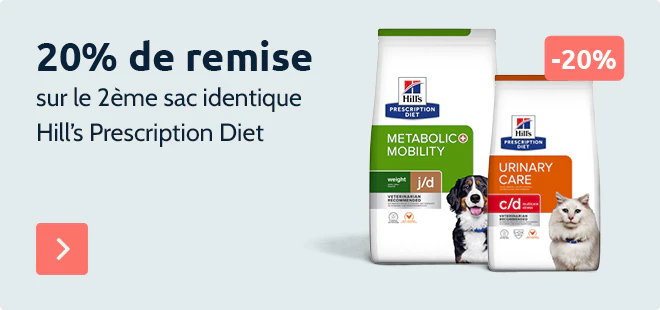 20% de remise sur le 2&egrave;me sac identique Hill's Prescription Diet
