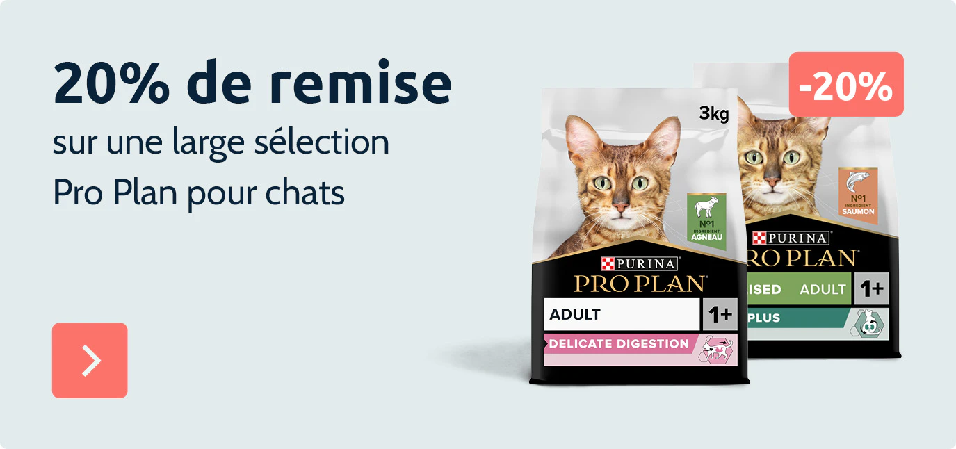 20% de remise sur une sélection de sacs Pro Plan 3kg pour chats