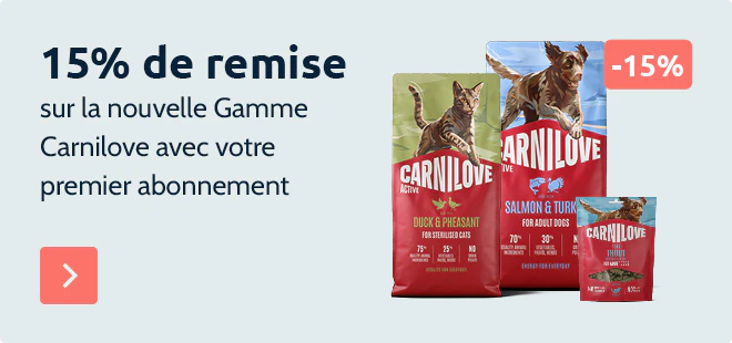 15% de remise sur toute la nouvelle gamme Carnilove avec l'abonnement