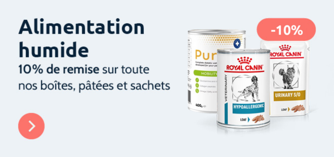 10% de remise sur toute l'alimentation humide chien et chat