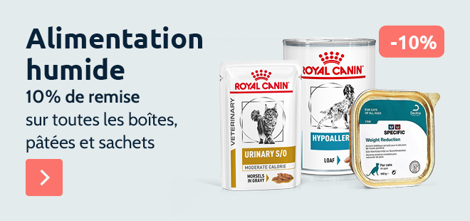 10% de remise sur toute l'alimentation humide chien et chat