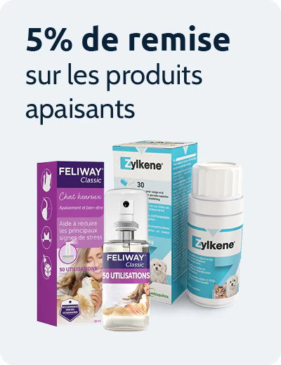 5% de remise sur les produits apaisants chien et chat