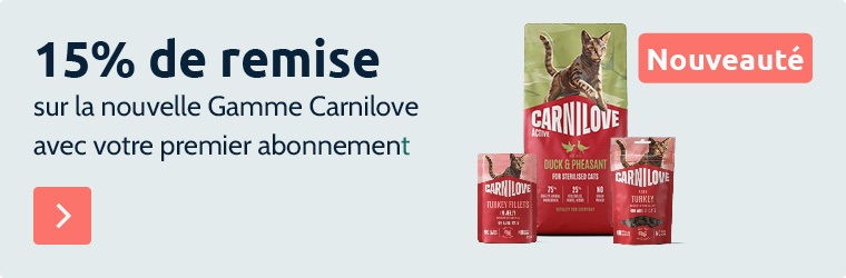 15% de remise sur la nouvelle gamme Carnilove avec votre premier abonnement