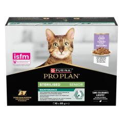 Pro Plan Senior 7+ Sterilisé Maintenance Nourriture Humide pour Chats à la Dinde 10x85g