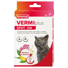 Beaphar Vermiplus Spot-On Antiparasitair voor Kat 4x0,6ml 11x2,5x18,5cm
