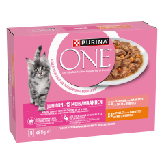 Purina One Kittenvoer Kip, Zalm en Wortel Pate 8x85g
