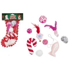 Tom&Co Set Jouets Noel Peluche pour Chat Rose 24cm