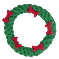 Tom&Co Touw Kerstkrans Hondenspeelgoed Groen 18cm
