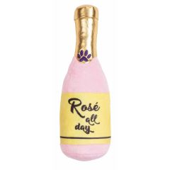 Tom&Co Peluche Bouteille Champagne pour Chien Rose 19,5cm