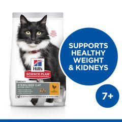 Hill's Science Plan Mature Adult Sterilised Cat Croquettes Pour Chat Agé Stérilisé Au Poulet 3kg