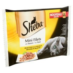 Sheba kattenvoer Mini Filets Versheidszakjes In Saus Gevogelte 4x85g