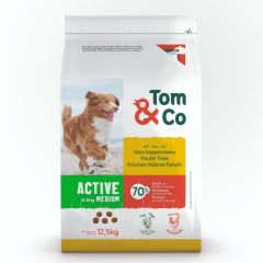 Tom&Co Medium Adult Active Croquettes pour Chien au Poulet 12,5kg