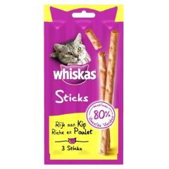 Whiskas Sticks KattensnacksRijk Aan Kip 3 Sticks 18g