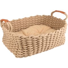 Panier Enya Rectangulaire + Coussin Beige 45x32x18cm
