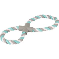 Jouet chien Jim Corde De Tirage 8-anneau en Coton Menthe/blanc/gris 37cm