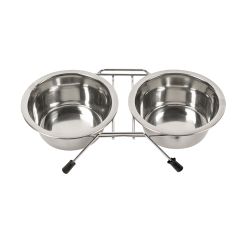 Duvo+ Dinner Set Draadstaander + Kommen Hond M 2x 16cm Zilver
