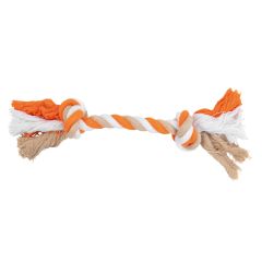 CORDE COTON 2 NOEUDS ORANGE-BLANC 38CM