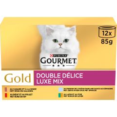 Gourmet Gold Luxe Mix voor Katten met Kip 12x85g
