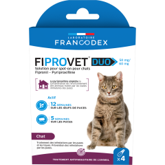 Francodex Fiprovet Duo 50mg/60mg Spot-On pour Chat 4x0,5ml