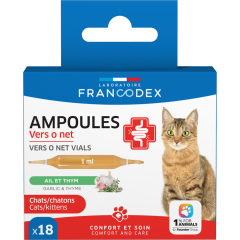 Francodex Vers O Net Ampoules pour Chats et Chatons 18 pièces