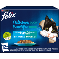 Felix Délicieux Duos Sélection Aux Poissons En Gelée pour Chat Adult 12x85g