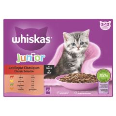 Whiskas Junior Selection Classique Nourriture Humide avec Viande pour Chatons 12x85g