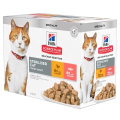 Hill's Science Plan Young Adult Sterilised Sachets Pour Chat Stérilisé Au Poulet Et Saumon - 12 x 85g