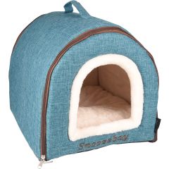 Panier Snoozebay Maison + Fermeture Eclair Bleu 45x35x35cm