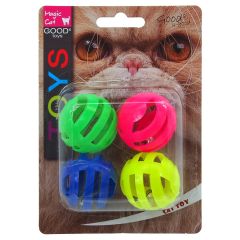 Magic Cat Balle En Plastique Perforée Avec Cloche - 4 Pcs