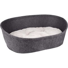 Panier Xepp Feutre Oval Gris Foncé + coussin Gris Clair 68x47x23cm