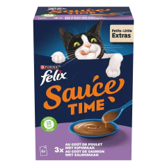 Felix Sauce Time Snack Humide pour Chat au Poulet et Saumon 6x40g