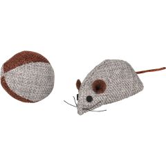 Jouet chat Juns Souris + Balle Gris 7,8cm