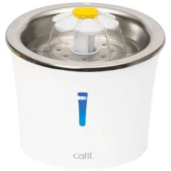 Cat It Flower Fontaine d'Eau Blanche avec Acier Inoxydable  3L 21,3X21,3X19,7cm