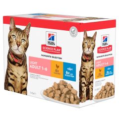 Hill's Science Plan Adult Light Pour Chat Au Poulet Et Poisson - 12 Sachets de 85g