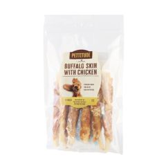 Pettitude Witte Buffelhuid Rollstick met Kip 13cm hond 10 stuks