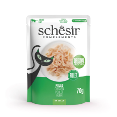 Schesir Natvoer voor Katten met Kipfilet in Gelei Zakjes 12x70g